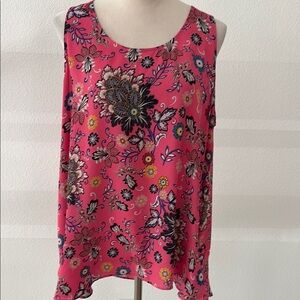 Ann Taylor LOFT Floral Pink Sleeveless Top